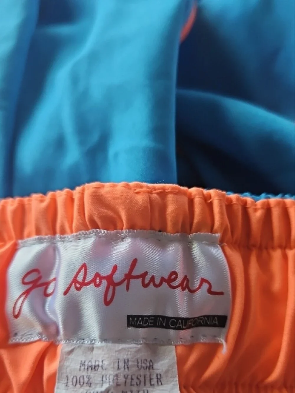 Men's Athletic Swim Shorts in Teal with Orange Trim
